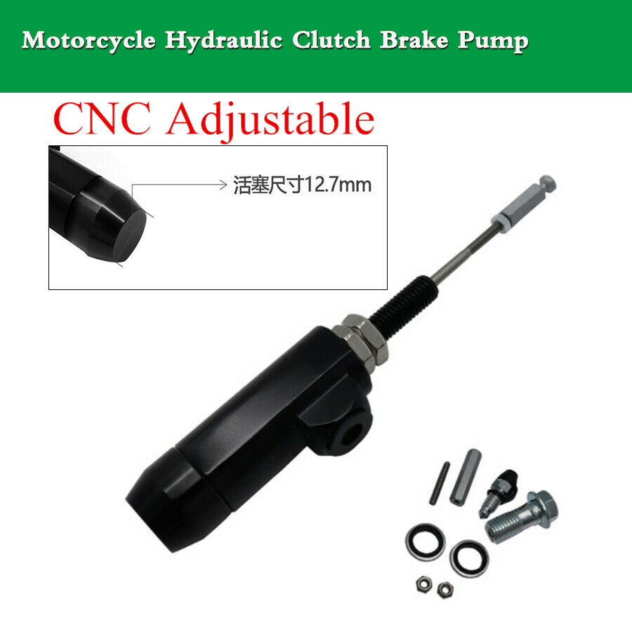 Black Motorcycle Hydraulic Brake Clutch Master Cylinder Rod Pump 12.7mm Piston
