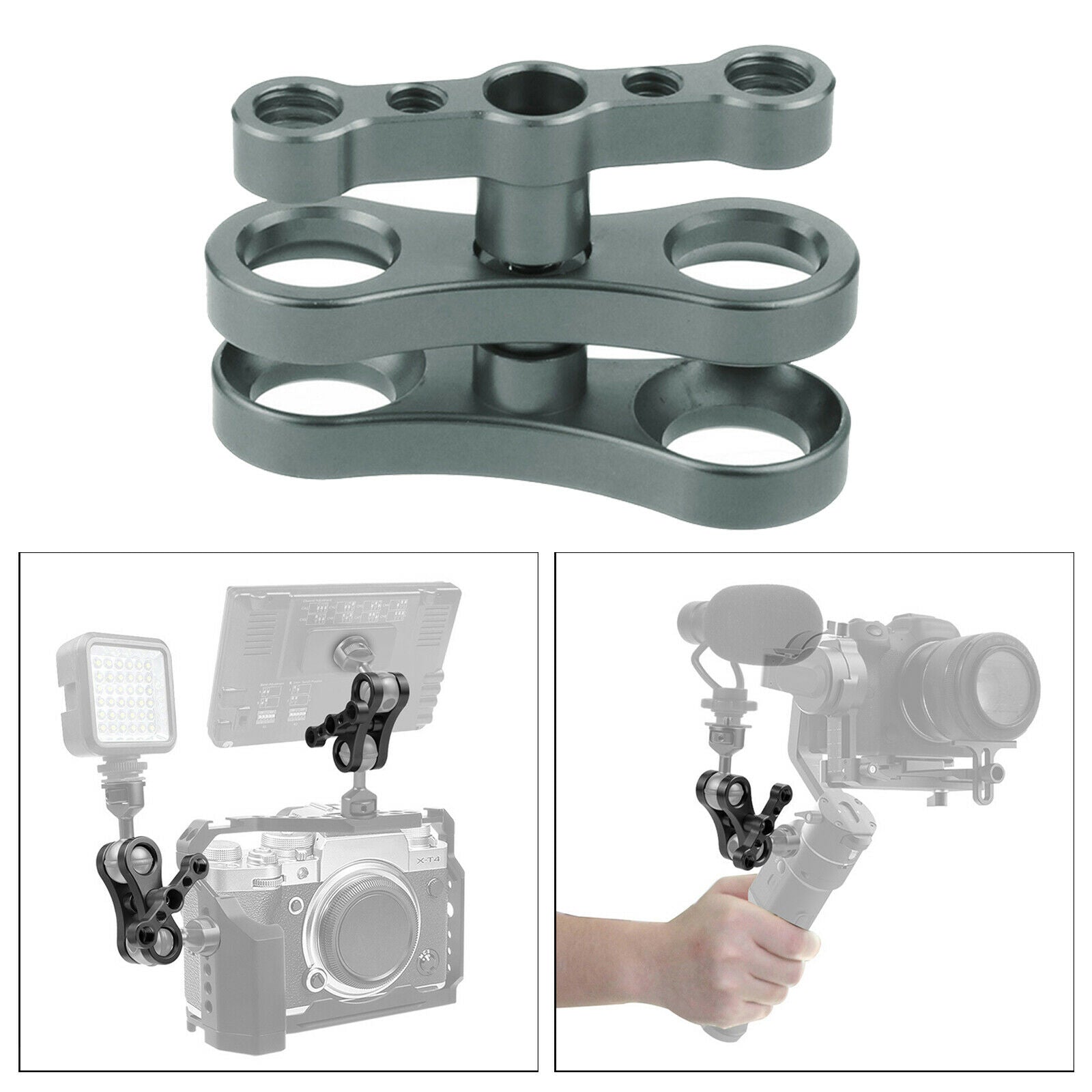 Aluminum Standard 1" Ball Clamp for Underwater Diving Light Arm System gray