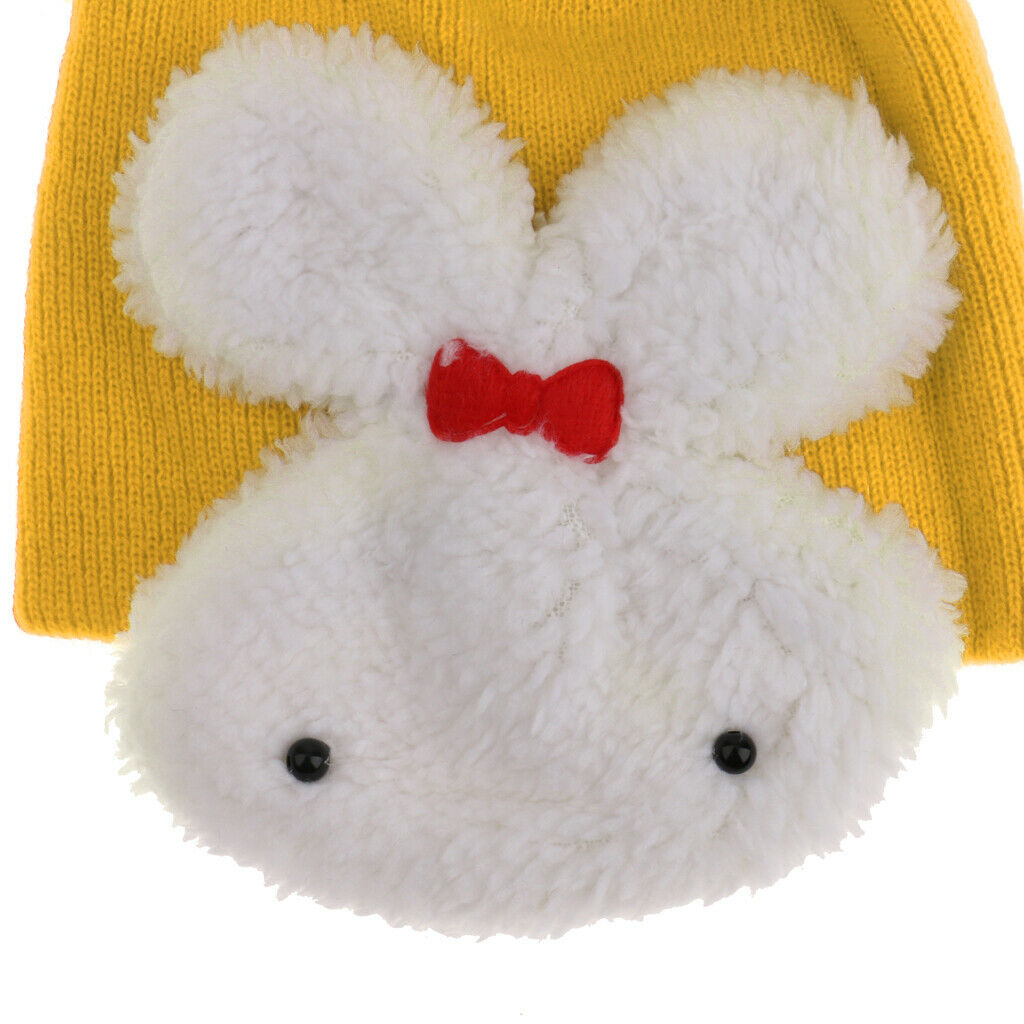 Double Rabbit Ear Protection Caps Warm Winter Knitted   Hat-Yellow