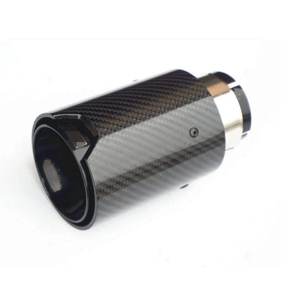 2.5'' in-3.5'' out Universal Car Real Carbon Fiber Exhaust End Tips Glossy Black