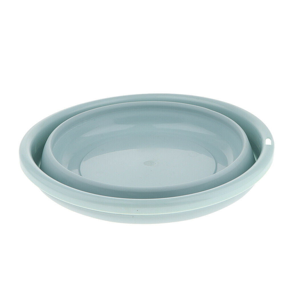 2x TPE Collapsible Wash Basins Practical for Fishing Travel Trips Blue