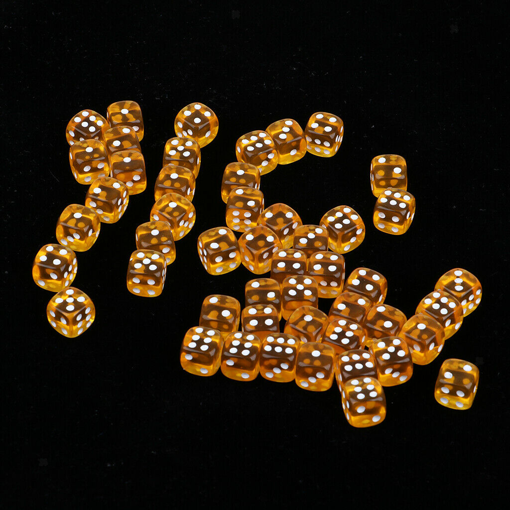 100 Pieces 12mm Six-sided Acrylic Dice for D&D DnD RPG Board Game