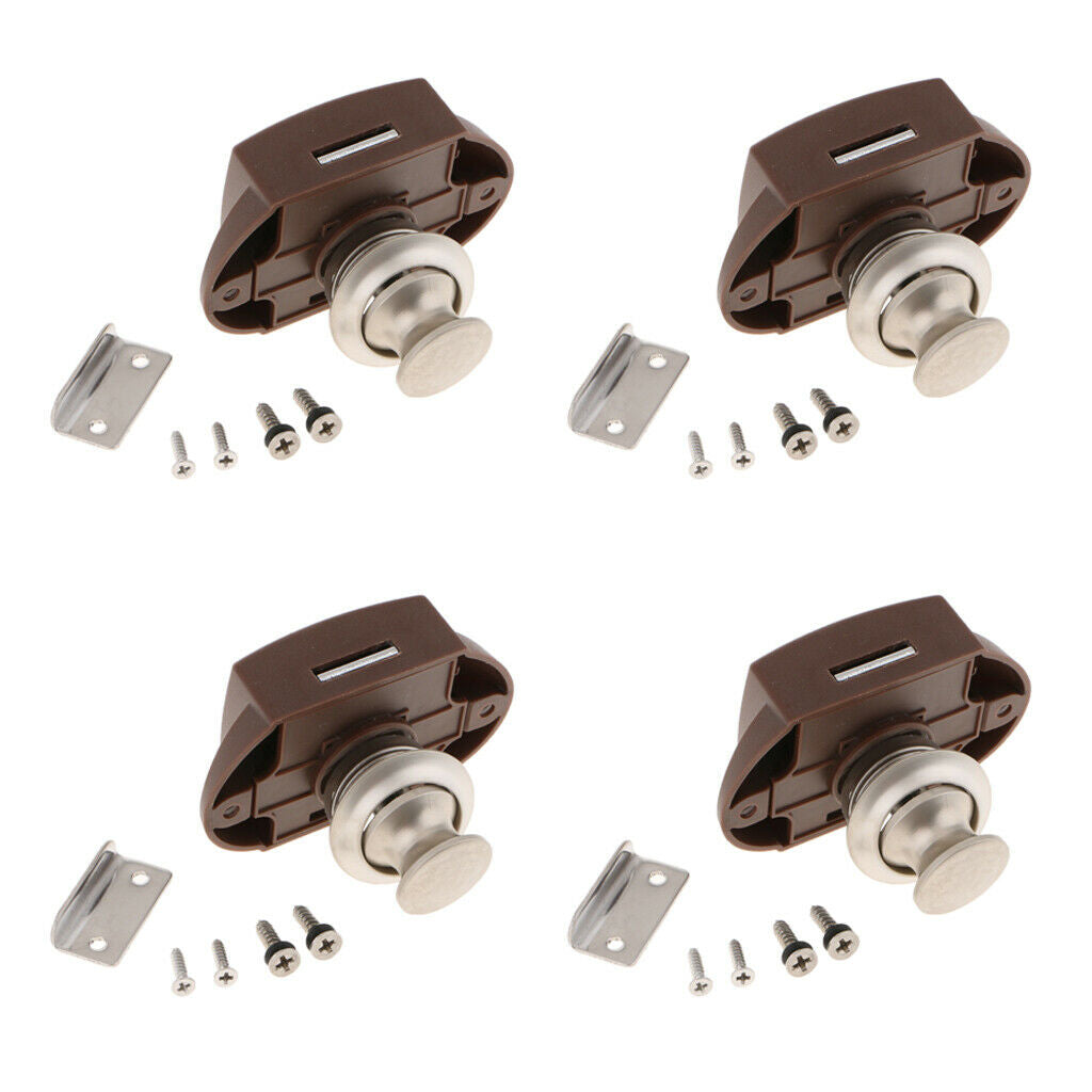 4x Push Button Catch Cupboard Door Knob Latch Lock for RV Camper Motor Home