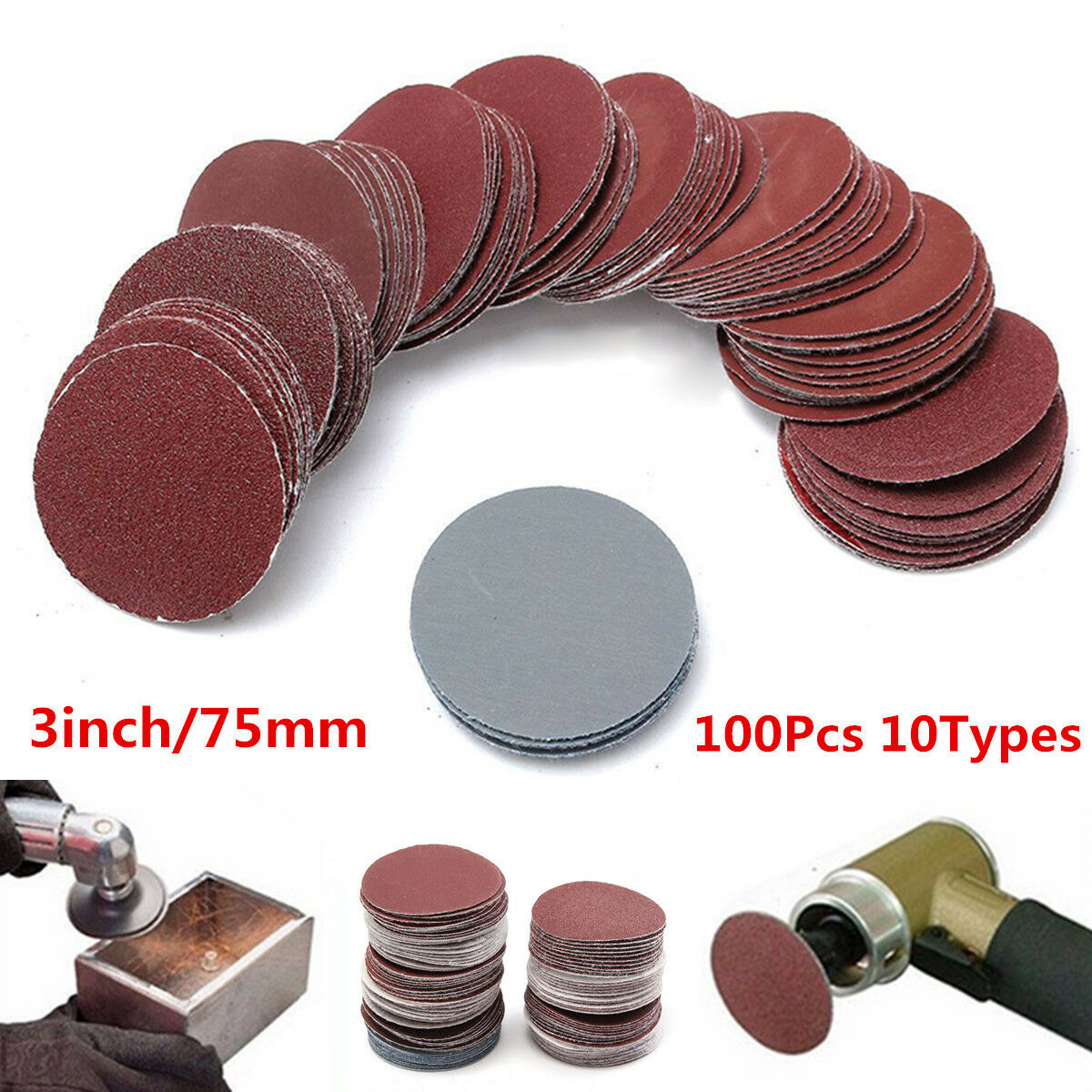 New 100pcs 3inch 75mm 3000Grit Sander Disc Sanding Pad Polishing Pad Sandpaper