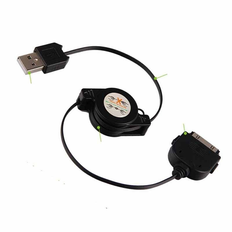 Retractable USB Data Sync&Charger Cable for iPod i Phone 4S 4 3GS Touch nano bl