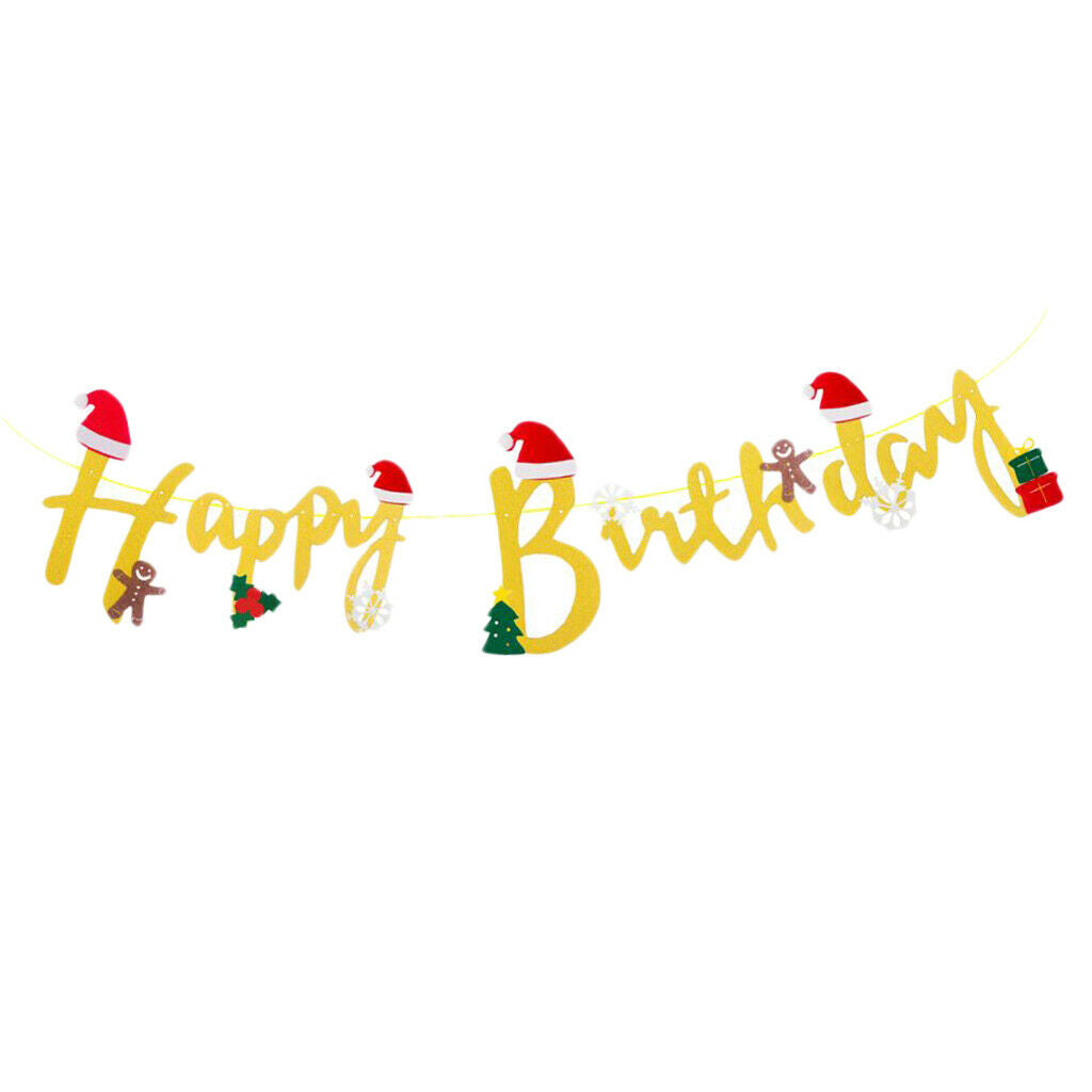 Happy Brithday Bunting Banner Birthday Party Decoration Supplies Golden