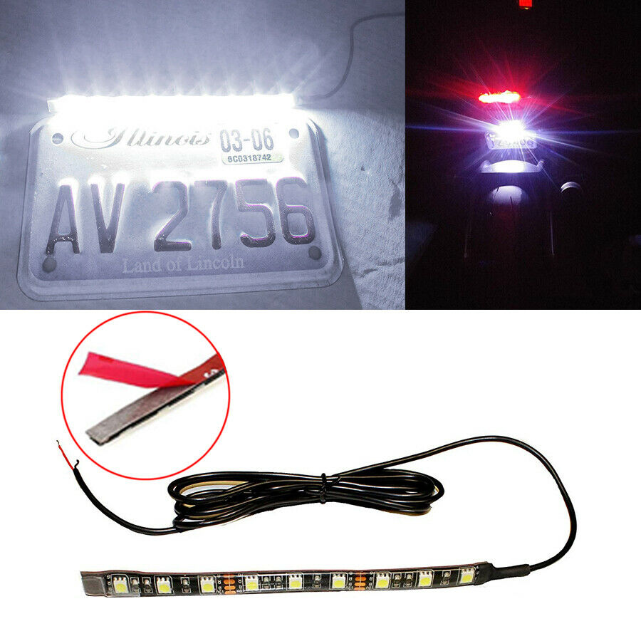 LED License Plate Strip 12v White Light Waterproof Motorcycle Flush Clear Bright