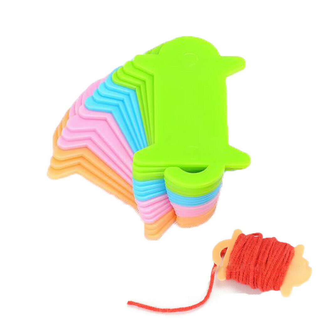 20 Pieces Plastic Colorful Floss Bobbins Cross Stitch Bobbin for Thread DIY