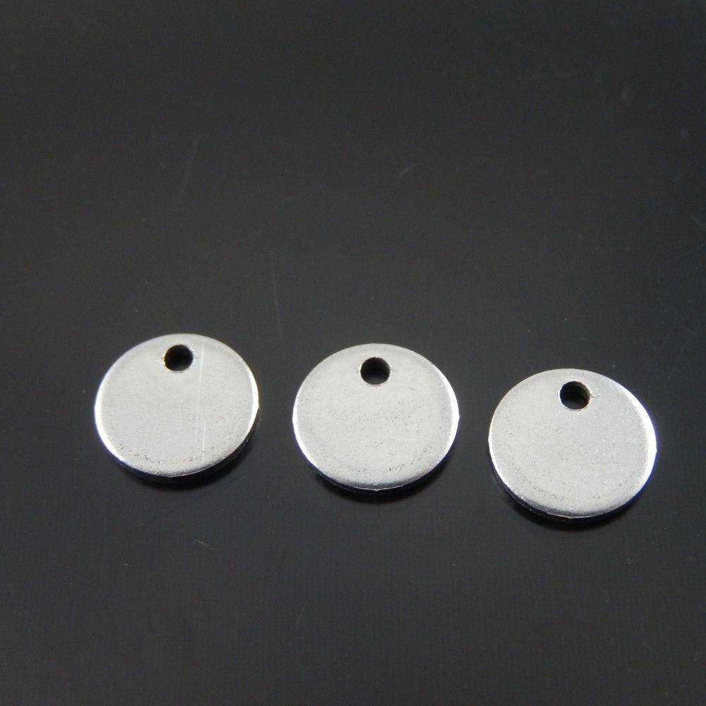 40x SilverTone Stainless Steel Round Blank Stamping Tags finding Pendants 8mm