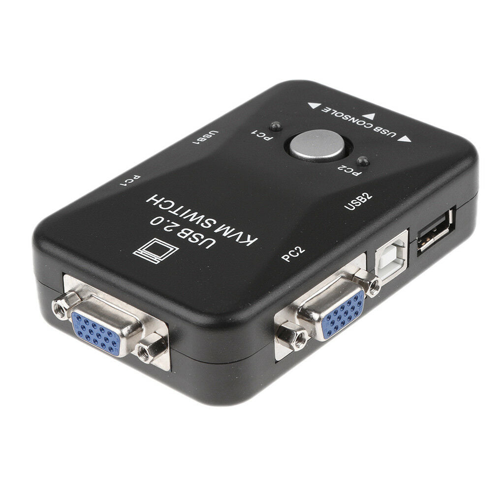 USB2.0 2-Port KVM Switcher Switch Box Mouse / Keyboard / VGA Video Monitor