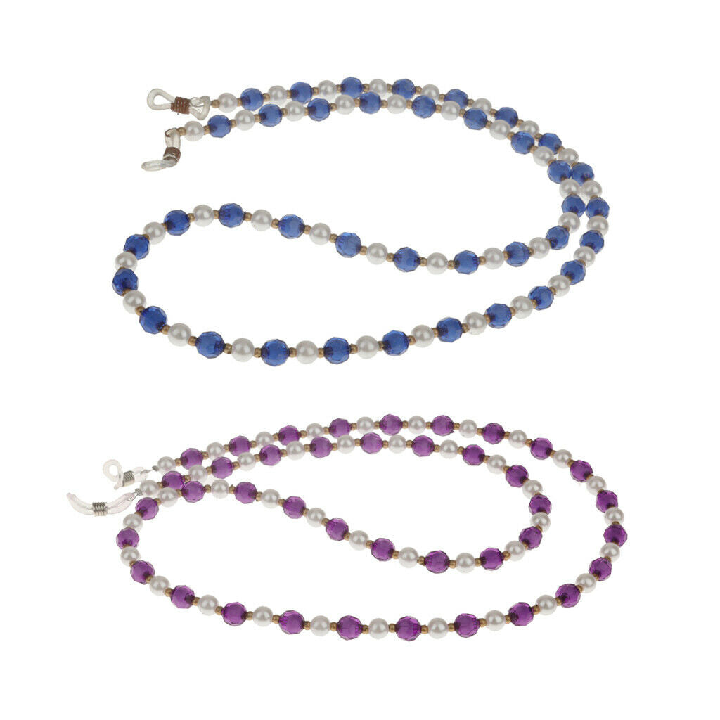 Pack of 2 Acrylic Eyeglass Neck Cord Women Beaded Reading Glasses Sunglasses