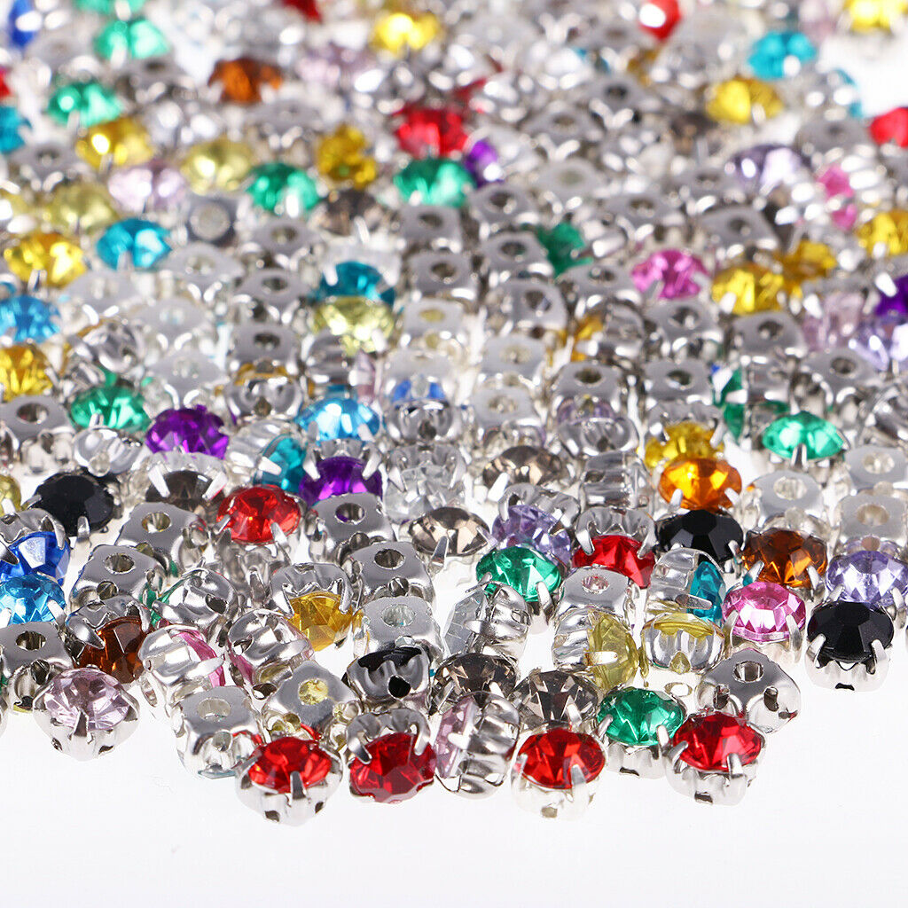 300pcs Sew On Crystal Loose Beads Faceted Beads Wedding Embellishment 6mm