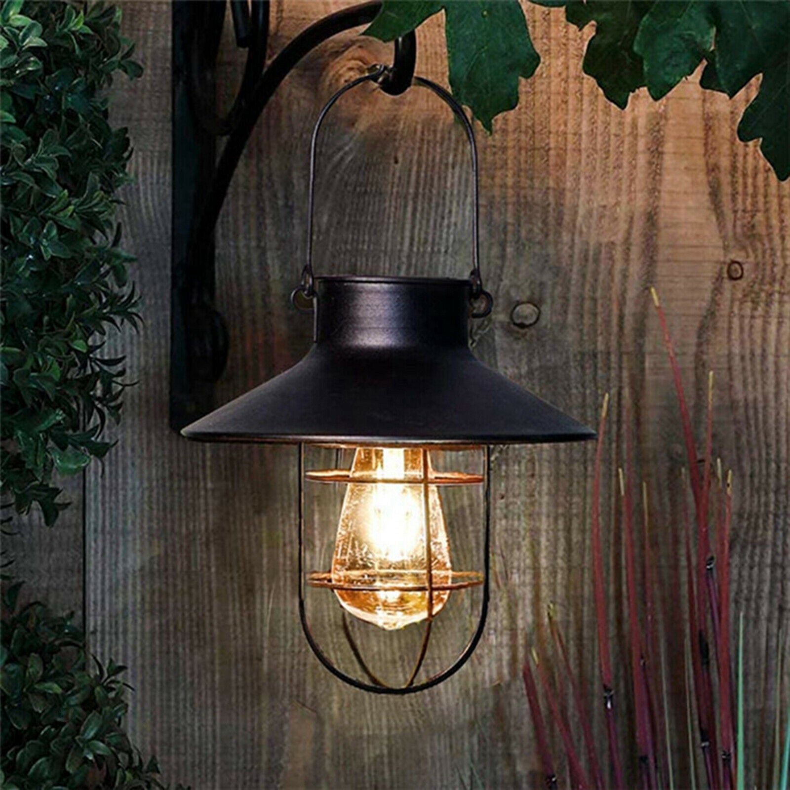 Solar Lamp Outdoor Metal Decorative for Yard Lawn Tree Villa Terrace Black