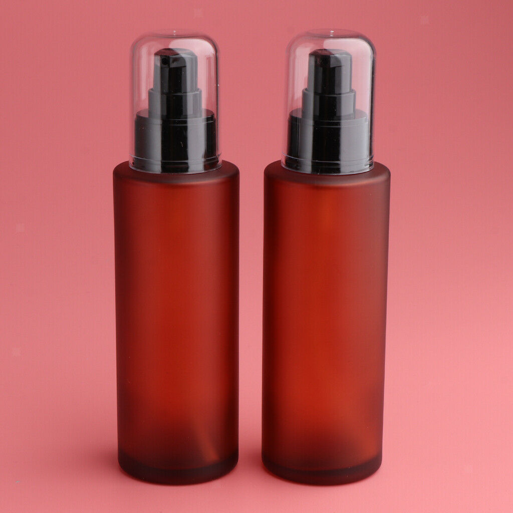 6pcs Empty Pump Bottle Refillable Amber Glass Lotions Bottle 100ml/60ml/15ml
