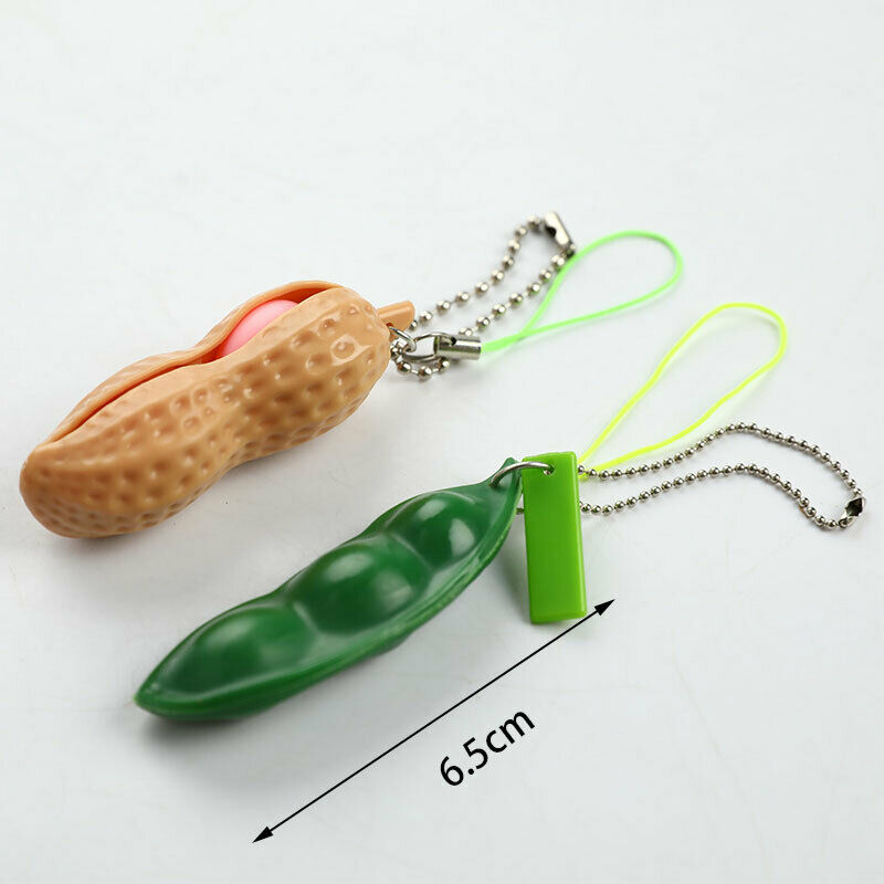 2pcs Peanut Edamame Toys Peas Beans Keychain Pops Decompression Squee.l8