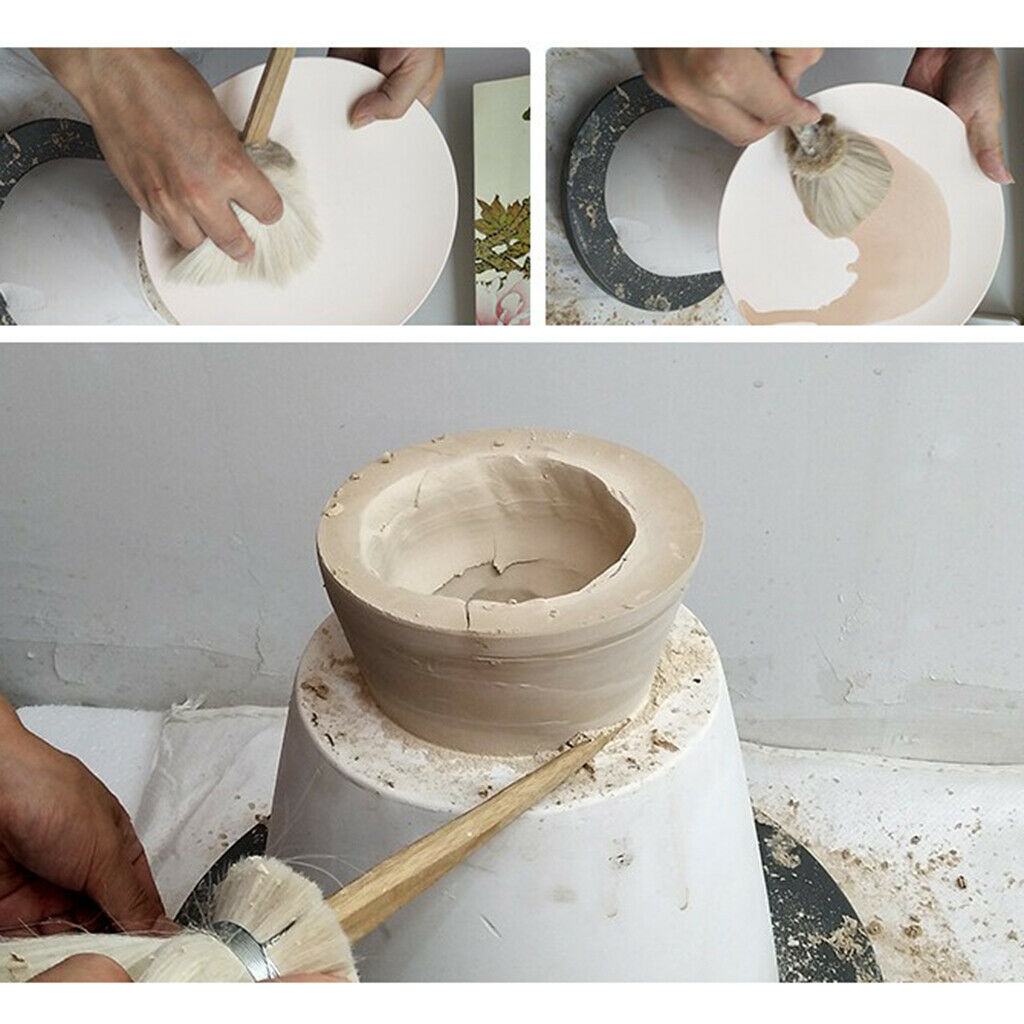 Natural Hair Brush Clay Ceramic Pottery Brushing Smoothing Cleaning Tool
