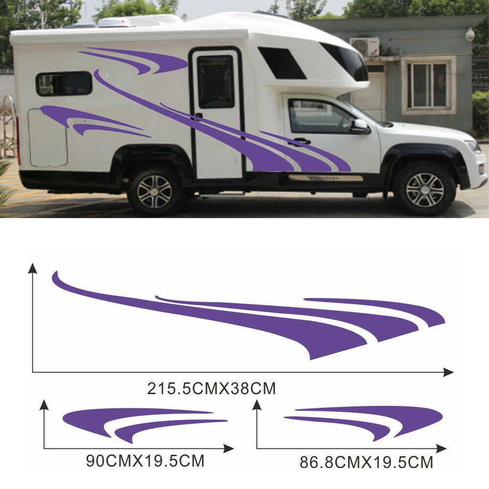 2x RV Caravan Stickers Purple Wave Stripe Look Decoration Decals GraphicsTrim