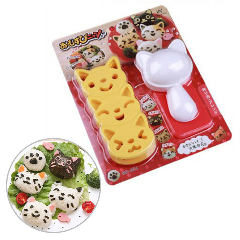 1 Set Cute Smile Cat Sushi Rice Mold Decor Cutter Sandwich DIY ToolDD
