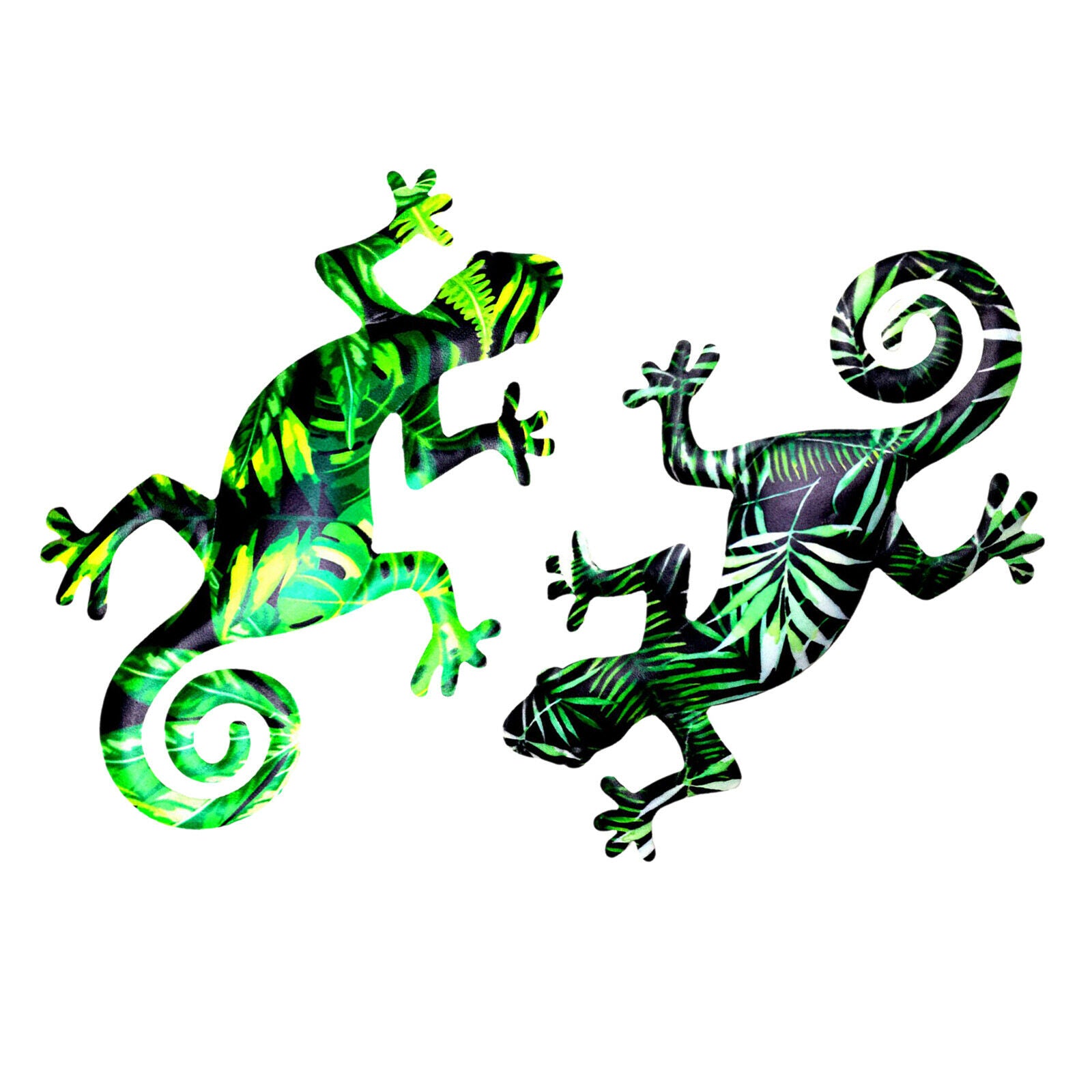 2x Metal Gecko Wall Art Lizard Sculpture Garden Fence Porch Room Decor