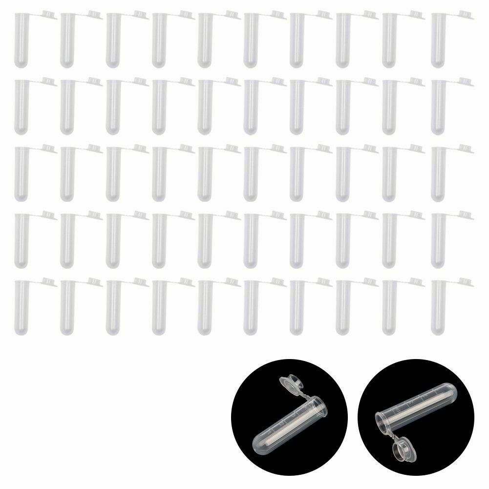 50Pcs 5ml Plastic Clear Centrifuge Tubes Cap Vials Sample Lab Container New
