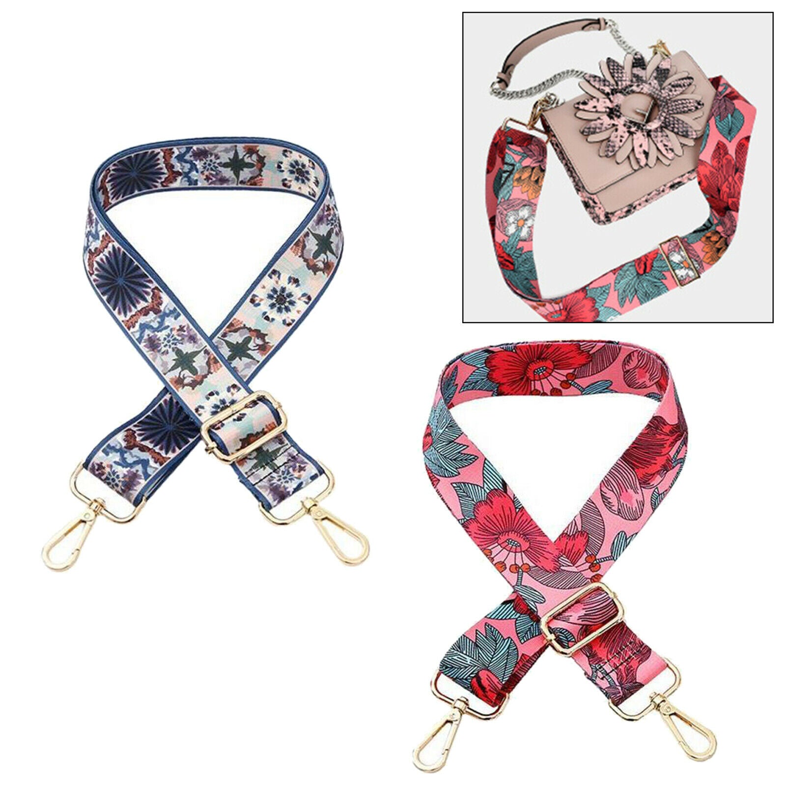 2x Fashion Canvas Bag Strap Shoulder Messenger Bag Adjustable Belt 140cm