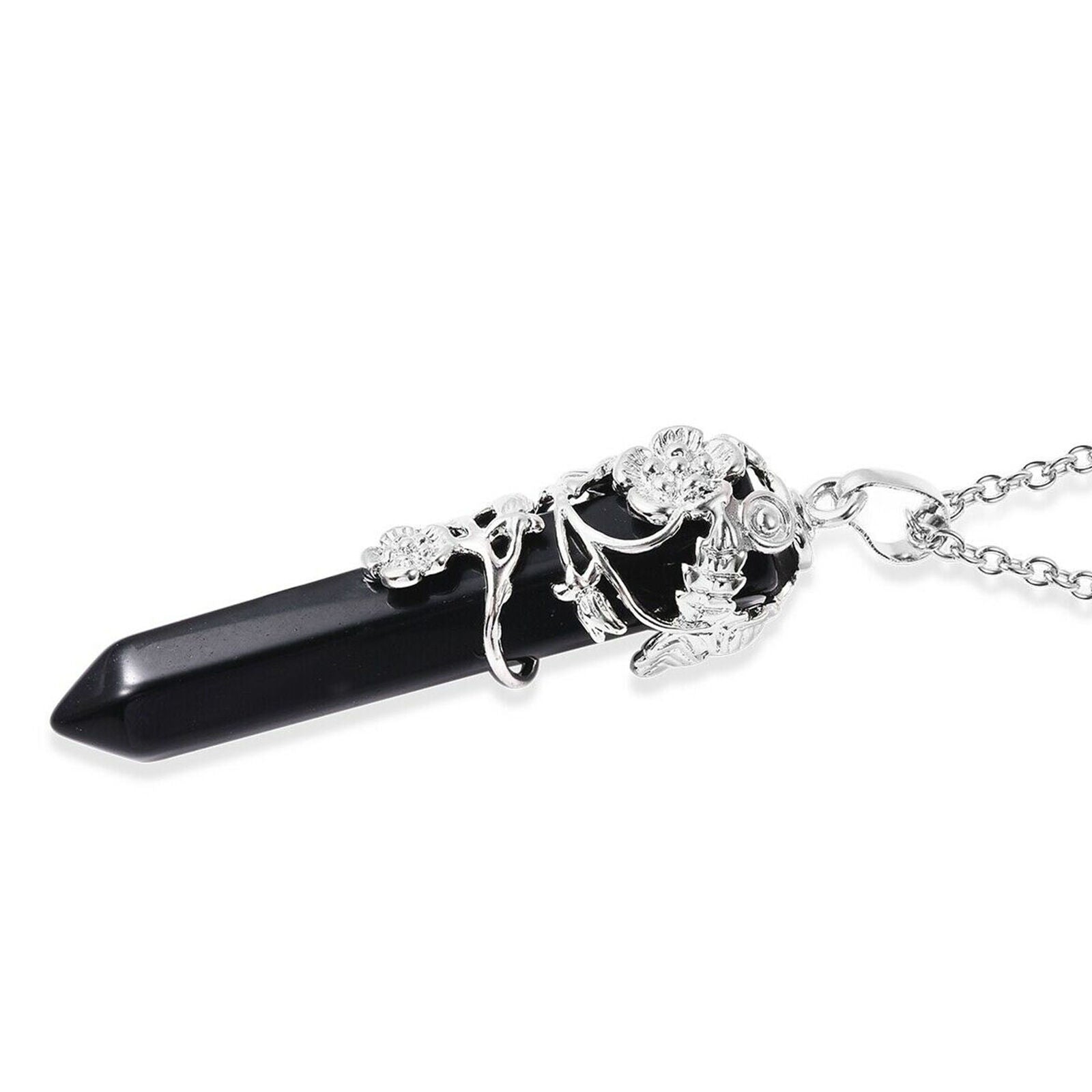 Black Obsidian Chain Pendant Necklace Gift Jewelry Size 24"