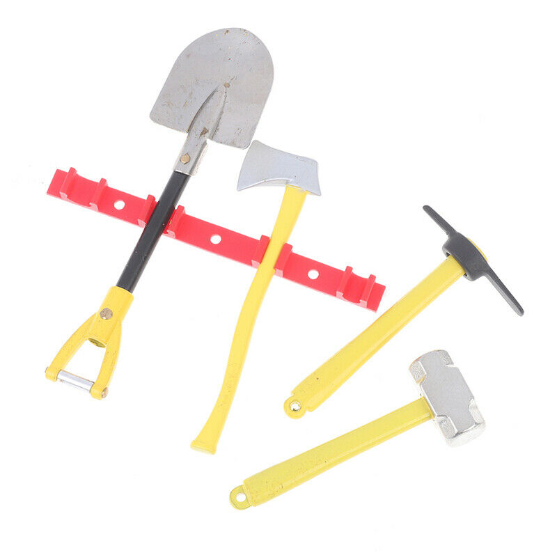 4Pcs/set Metal Shovel Hammer Pickaxe Axe for 1/10 RC Crawler SCX10 TRX4 D90BDAU