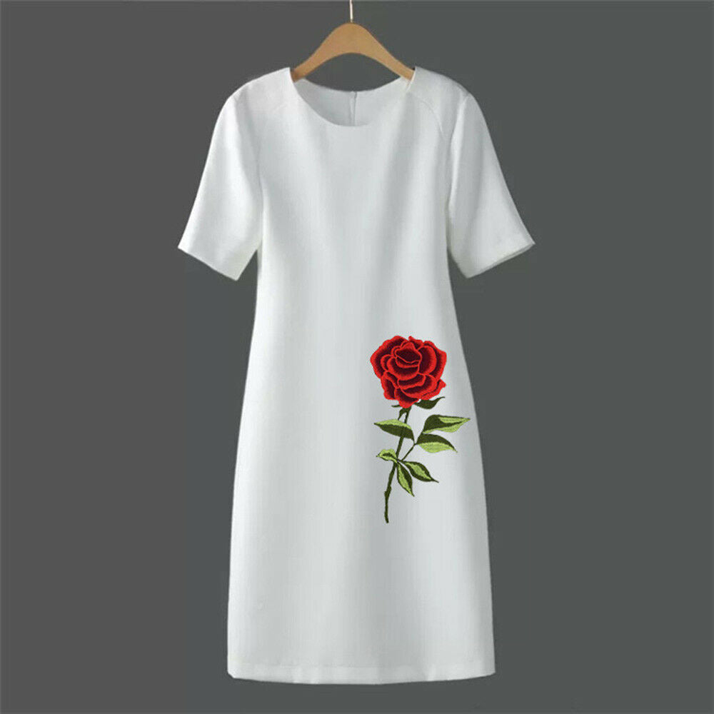Rose Flower Embroidered Patches Sew Iron on Applique Clothing Adhesive Badge DIY