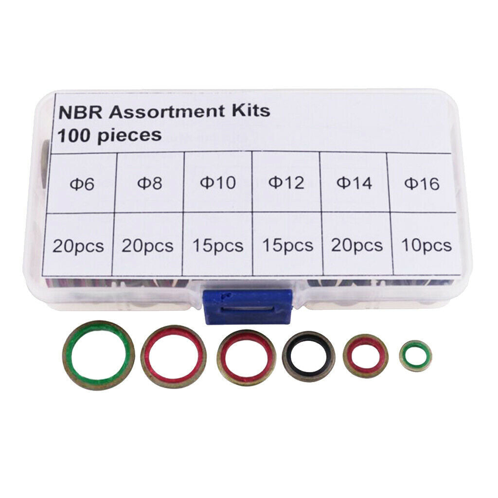 100x M6 M8 M10 M12 M14 M16 Motorcycle Seal Washer Gasket Pads Sealing Ring
