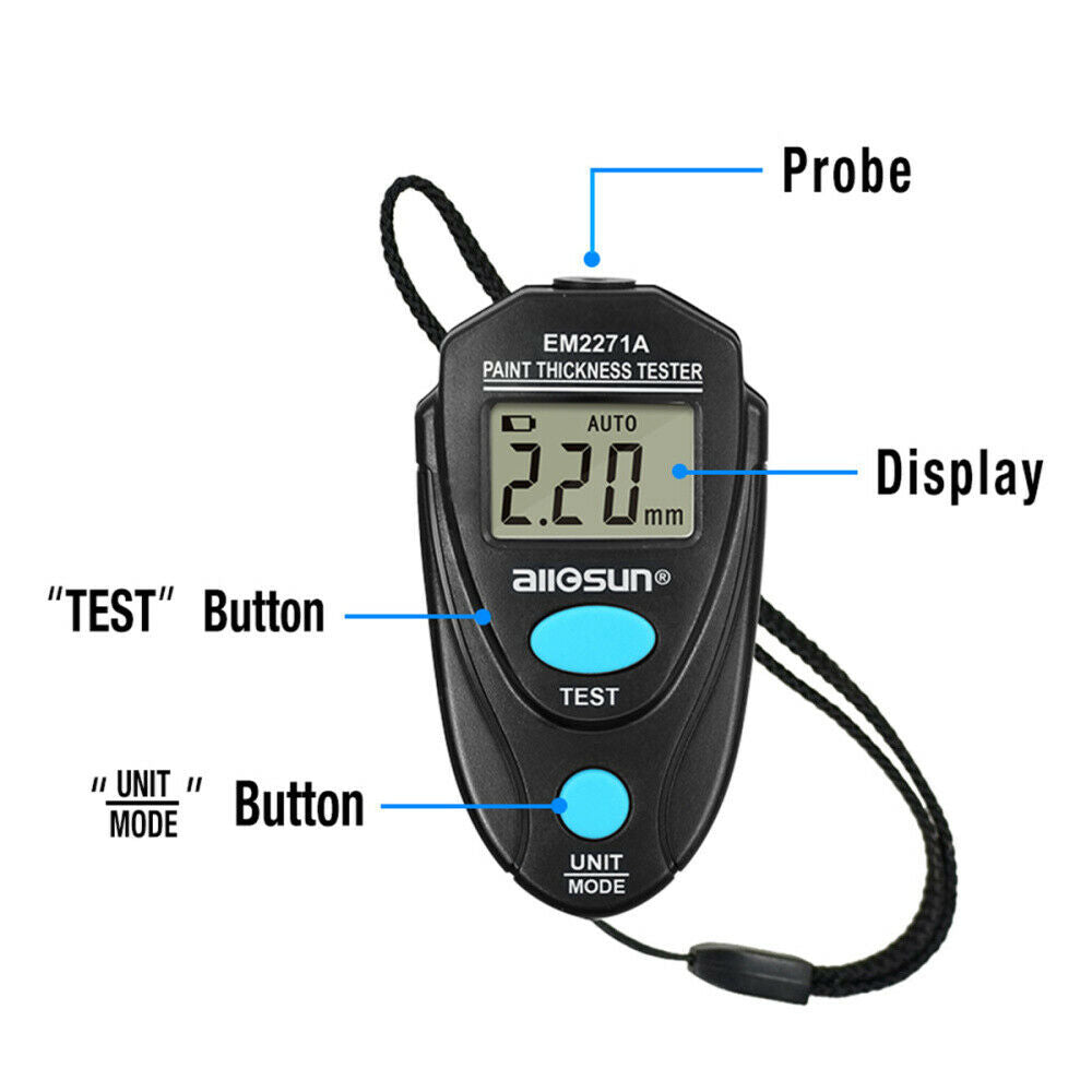 1pc LCD Digital Car Paint Coating Thickness Probe Tester Gauge Meter Measuring
