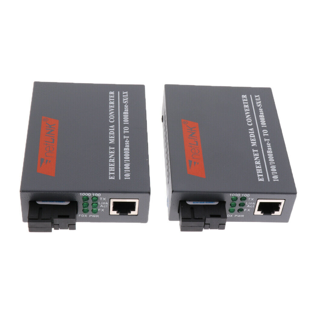 2pcs Fiber Optical Media Converter 100/1000Mbps Gigbit   Single mode 25KM