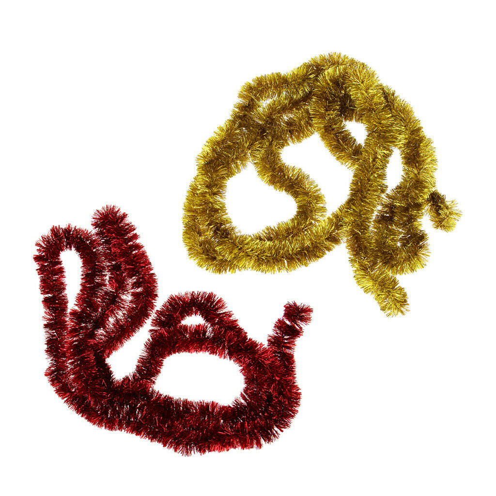 2 Pieces Christmas Tinsel Garland Thick Shiny Decorations for Xmas