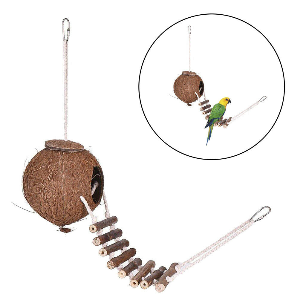Cute Natural Coconut Bird Nest Bird House Fedder Toys for Indoor Outdoor