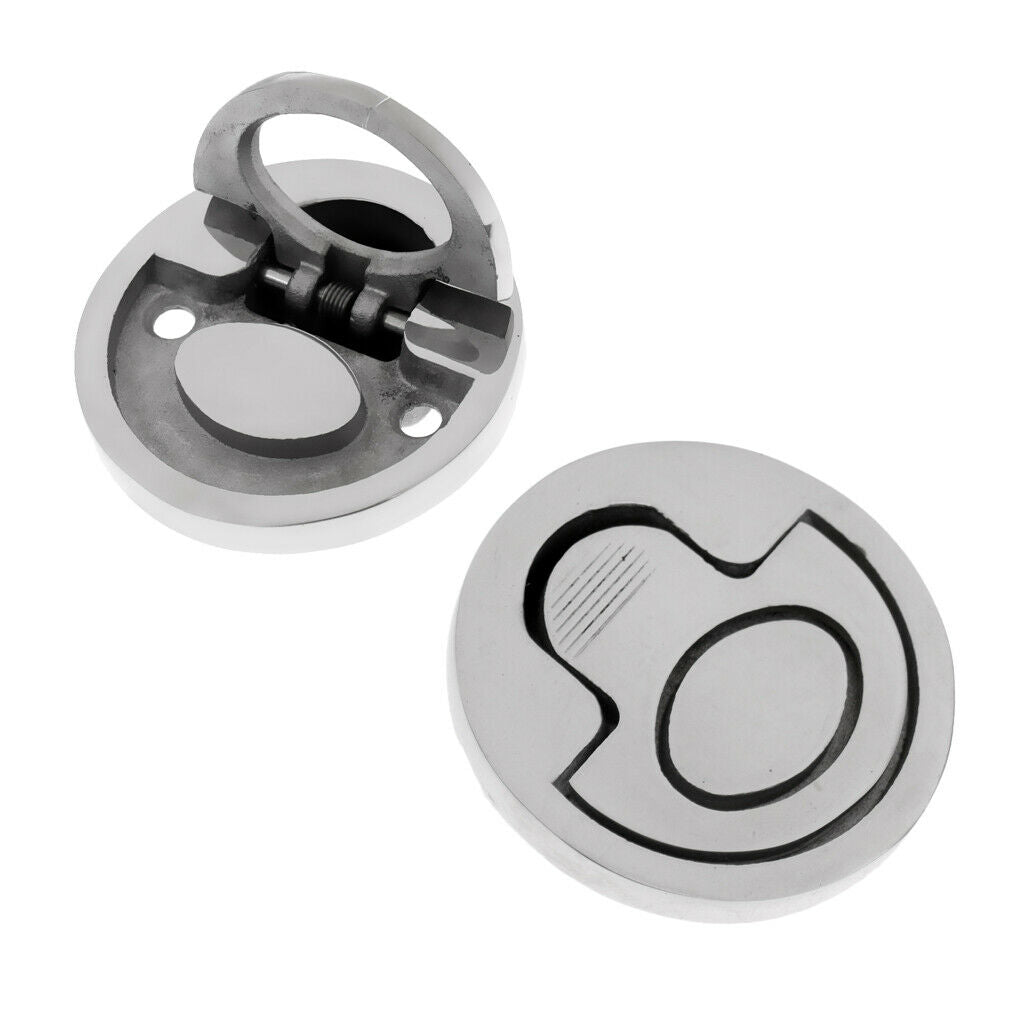 2 Pieces 2'' 50mm Round Marine Grade 316 Stainless Steel Flush Pull Lift Handle
