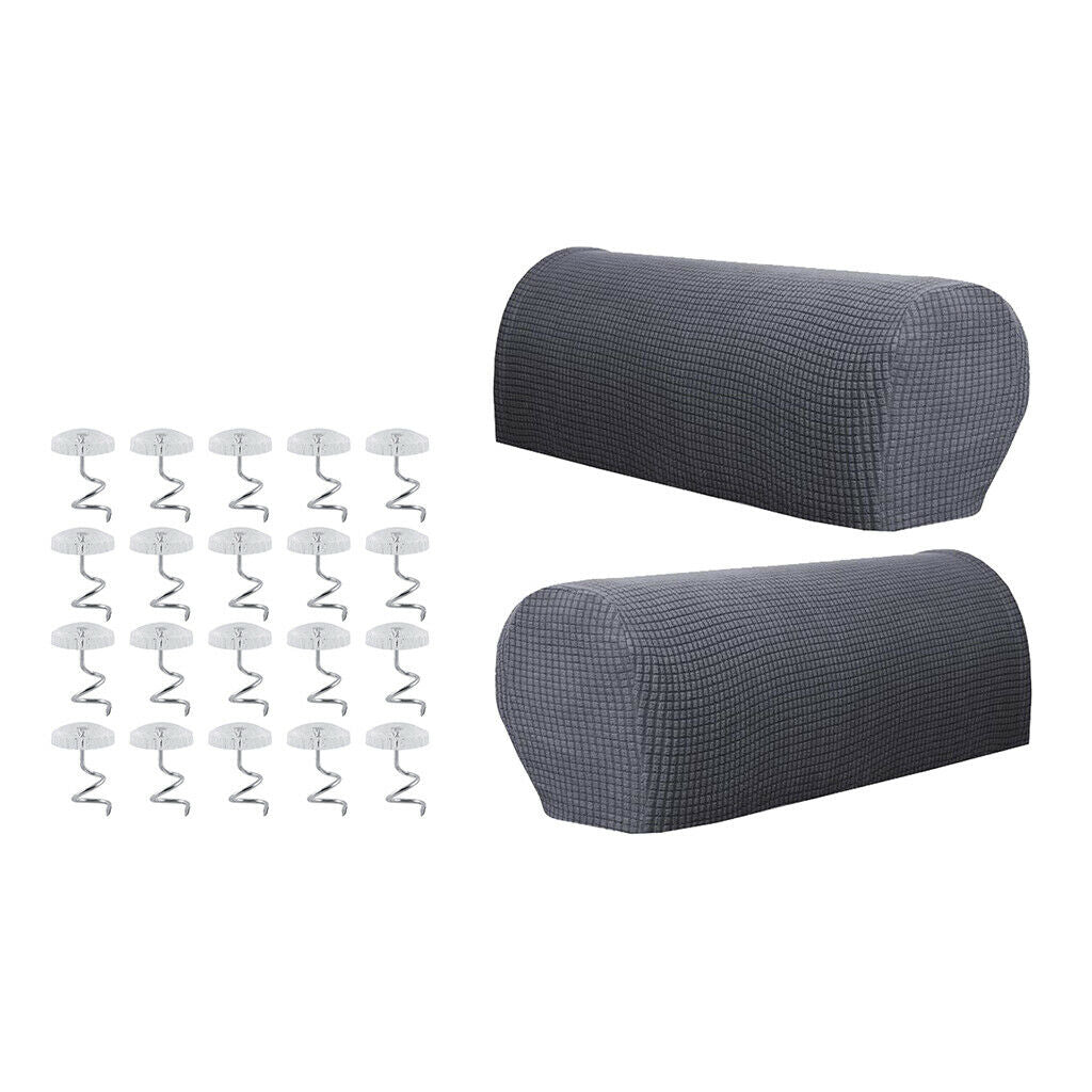 2 Pieces Sofa Armrest Cover Couch Arm Cover Gray with 20 Pieces  Pins
