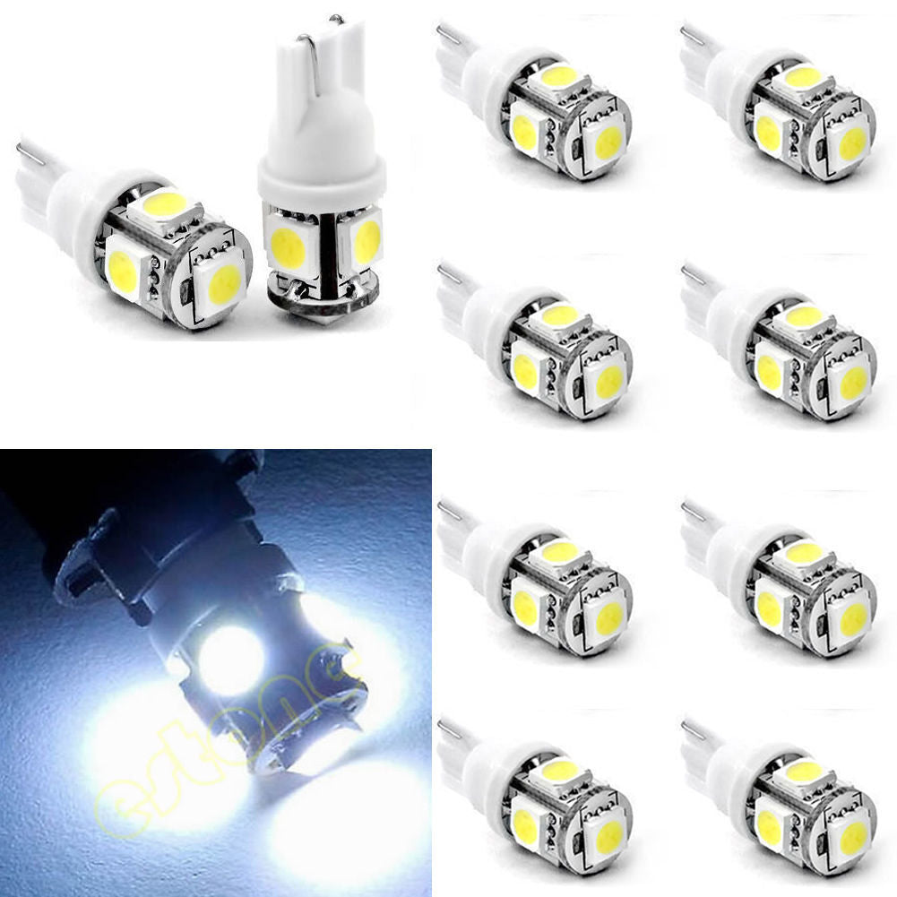 10PCS T10 5050 W5W 5 SMD 194 168 LED Car Side Wedge Tail Light Lamp  White