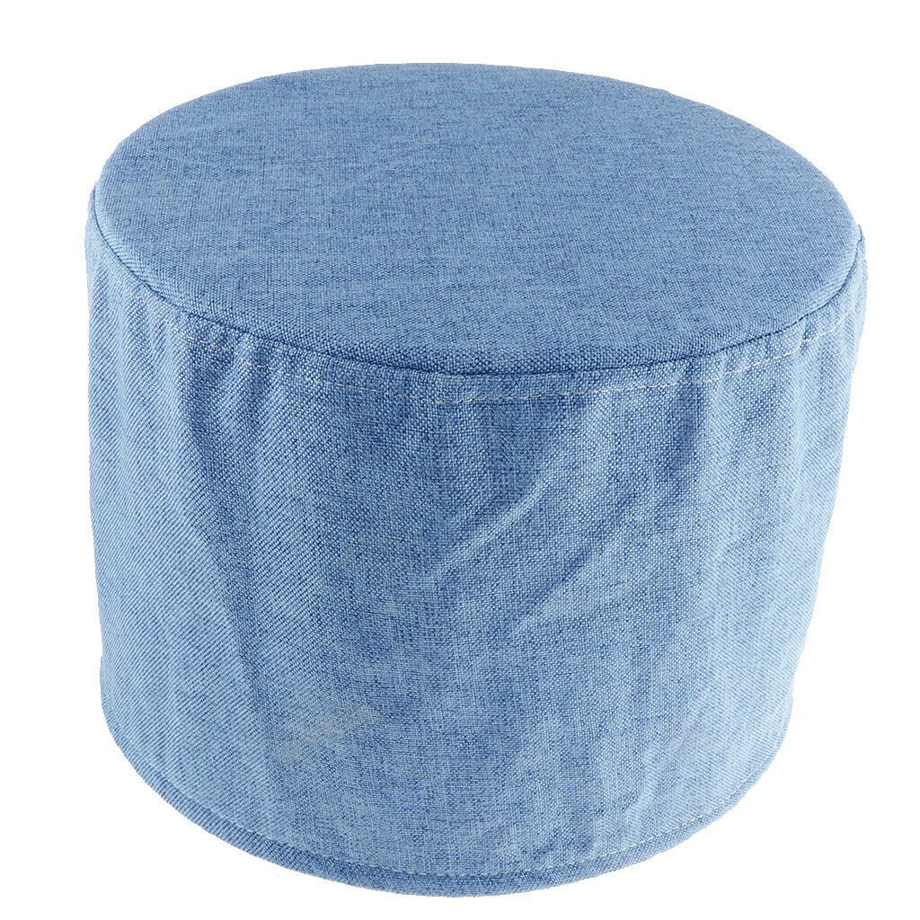 2 Pieces Cotton Fabric Round Shape Stool Cover Solid Color 28x28cm Blue,Purple