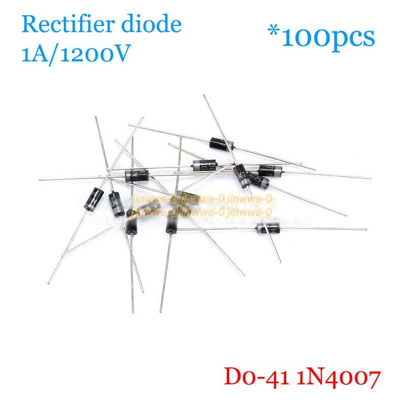 100pcs IN4007 1N4007 rectifier diode 1A/1200V DO-41 plastic package Rectifiers