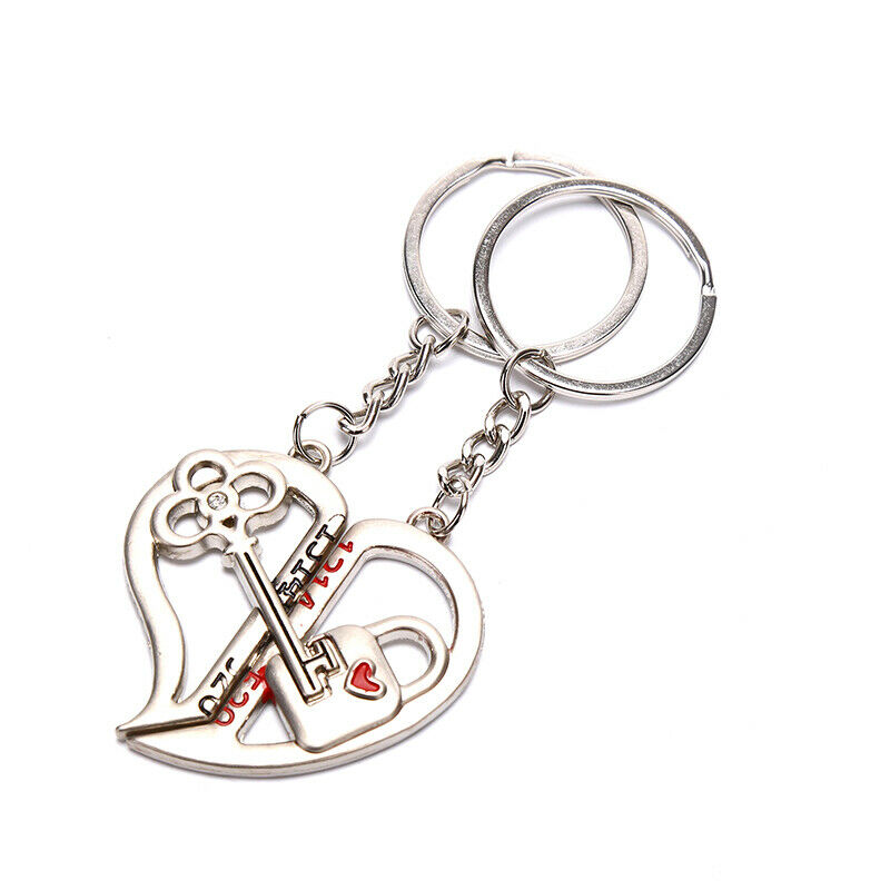 1set Couple Key chain Heart Key Ring Silvery Lovers Love Valentine's Day Gi Rf