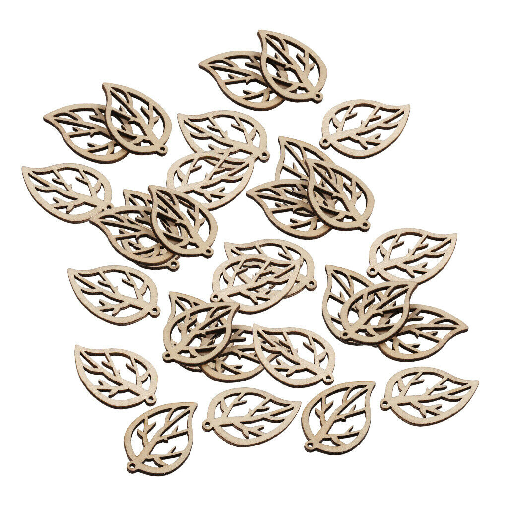 30pcs Wooden Leaves Wooden Scrapbooking Crafts DIY Hanging Wind Chimes