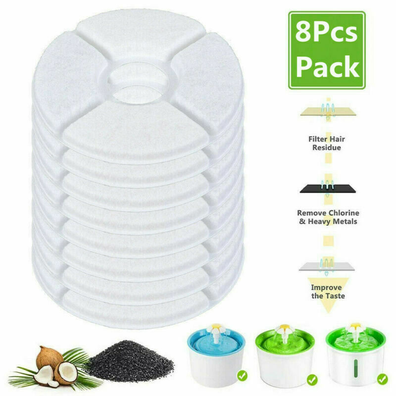 8X Pet Flower Style Fountain Filter For Automatic Cat Dog Water Drinking Supply~
