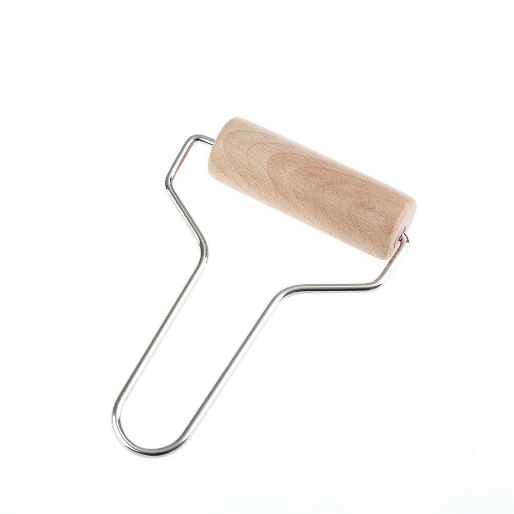 1pc Wood Clay Roller Pottery Rolling Pin Modelling Tool Stainless Steel HandleBD