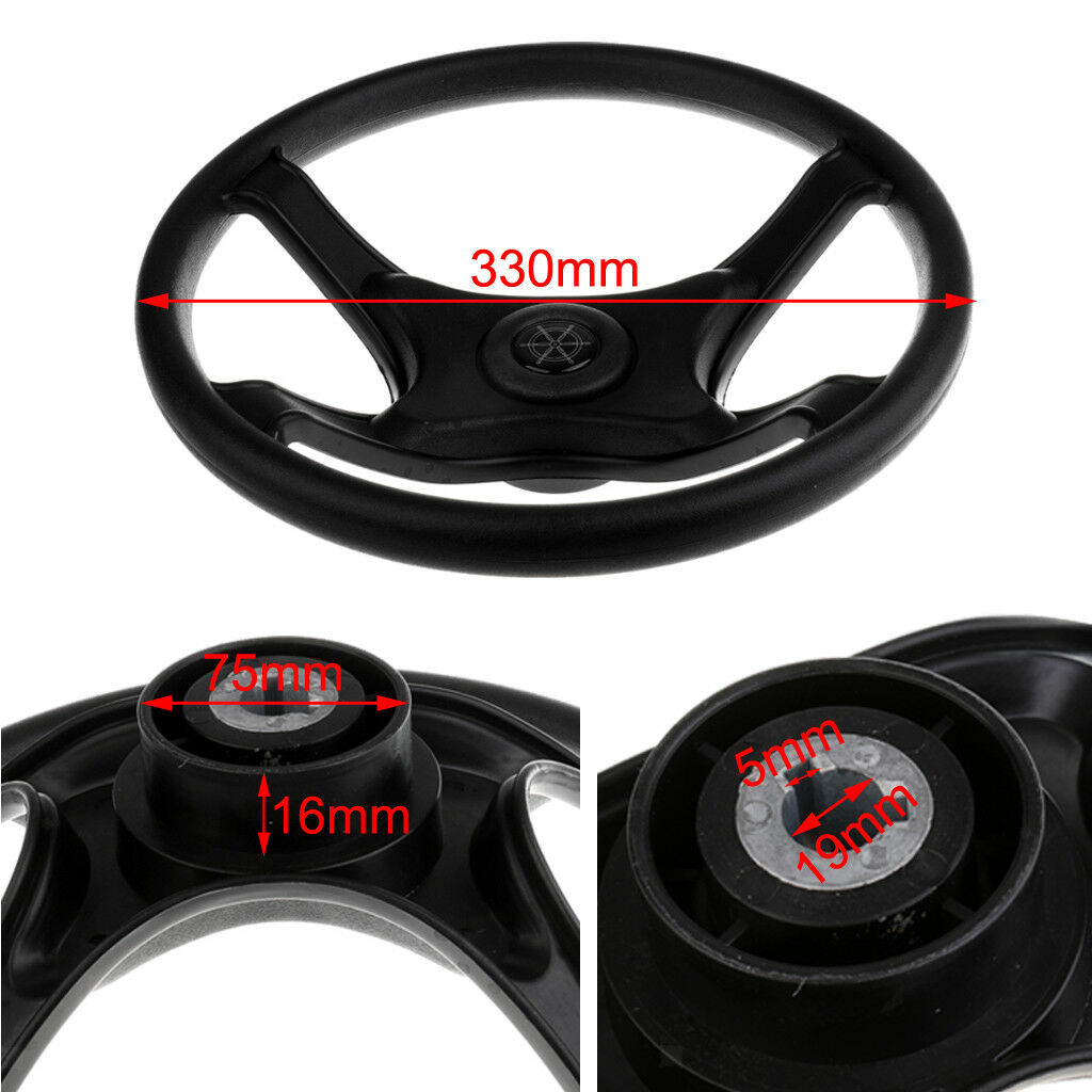 Universal 13" Marine Sports Boat Pontoon Steering Wheel 4 Spoke 3/4" Shaft