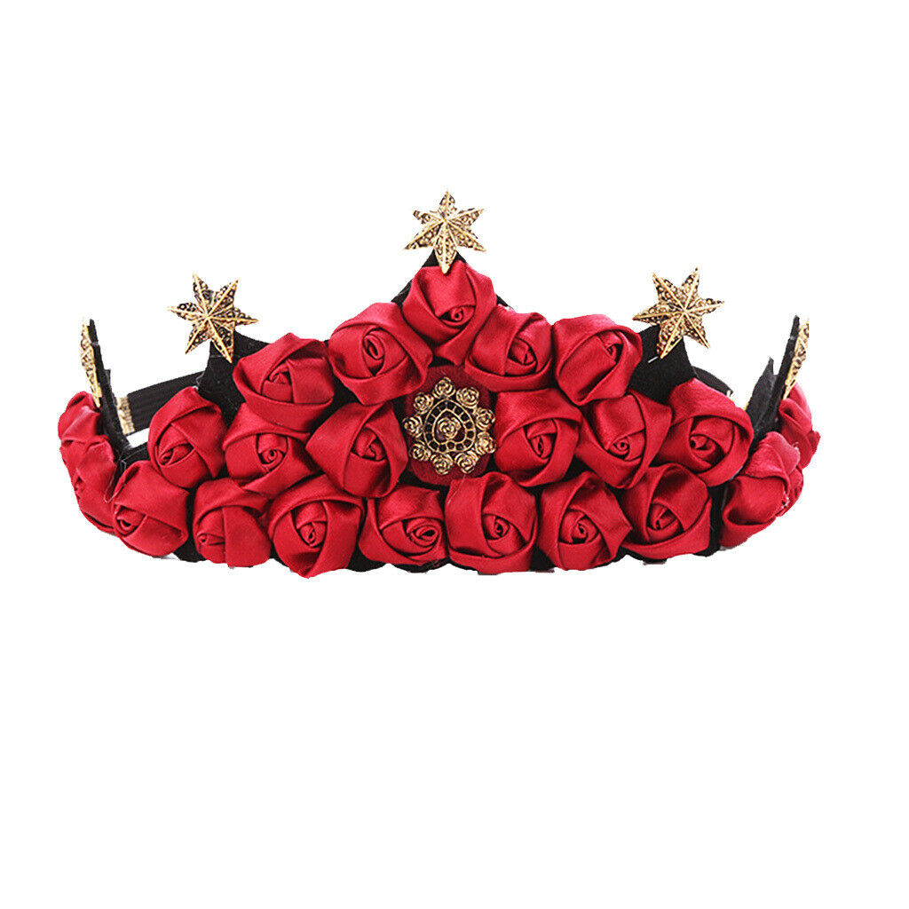 Christmas Wreath Red Roses Crown Performance Prom Party Bride Hair Accessory