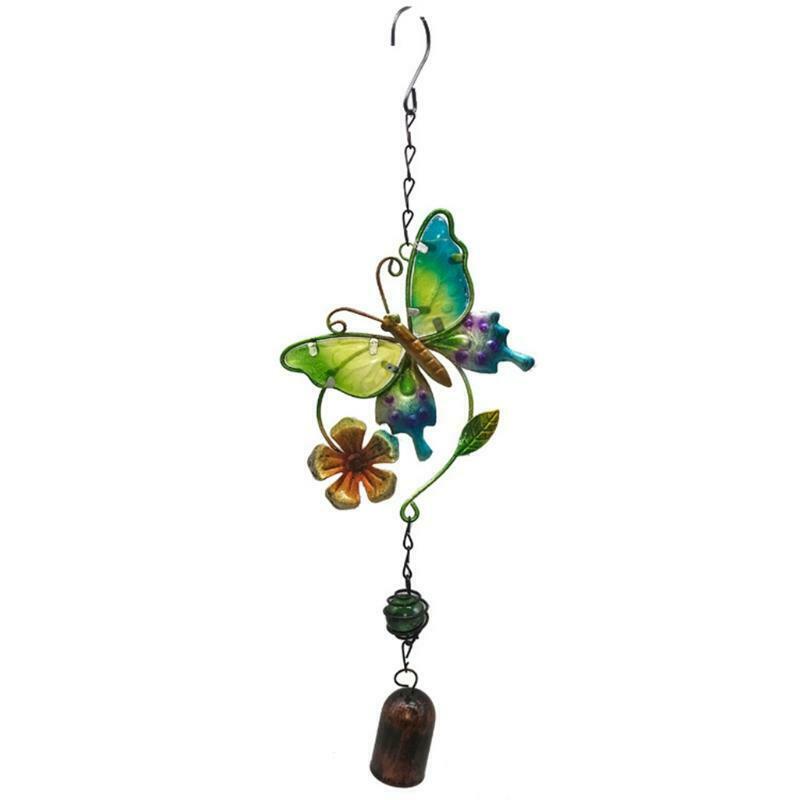 2pcs Indoor Outdoor Metal Wind Chimes Butterfly Painted Ornaments Window Pendant