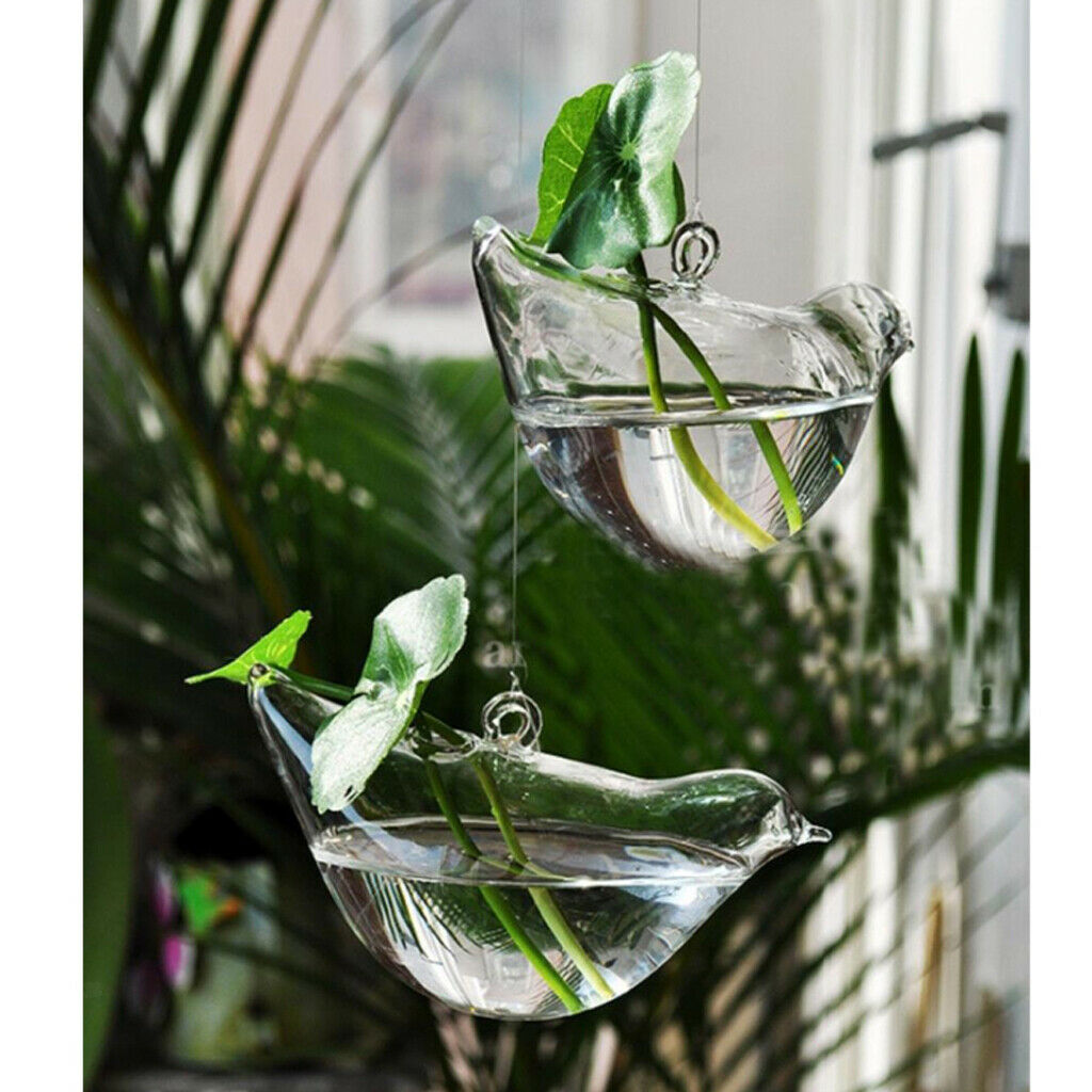 Bird Shaped Glass Vase Flower Door Plants Decorations Home Garden, Hanging, Size