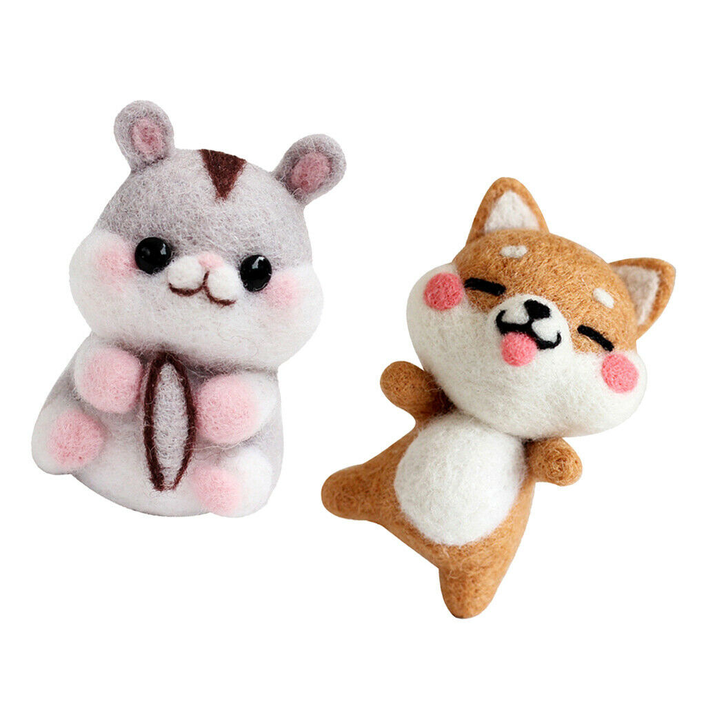 2 Pack Felt Craft Kits Roving Crafts Hand Craft Home Lovely Hamster & Dog