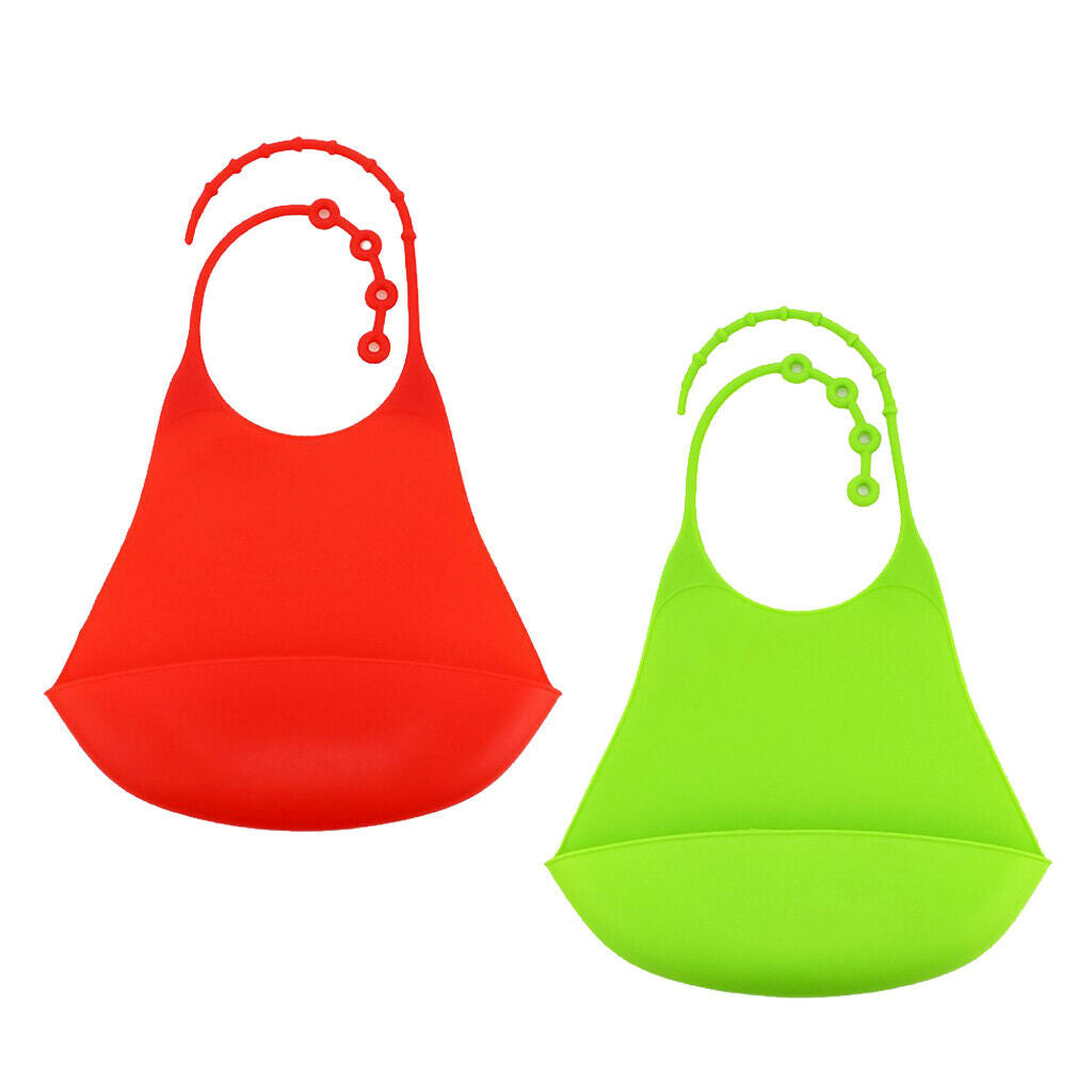 Set of 2 Kids Silicone Bib Clothing Protector Waterproof Easly Wipe Clean