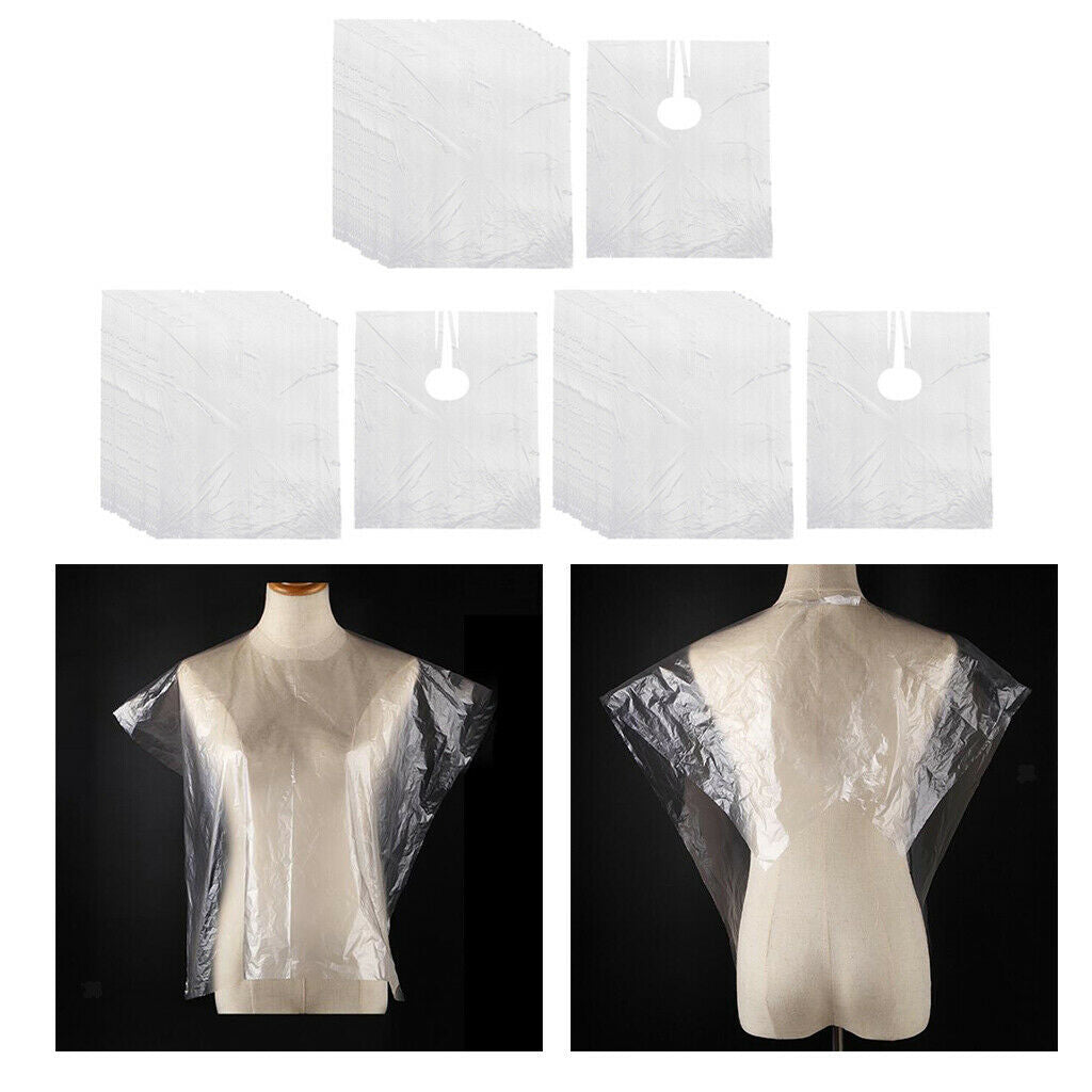 150 PCS PE Disposable Hair Cutting Cape Gown Salon Barber Shop Capes Gowns