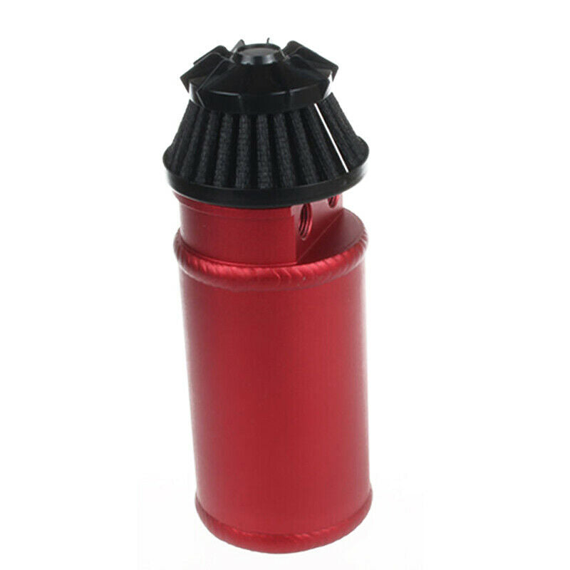 Aluminum Alloy Car Oil Catch Can 2-Port Tank Reservoir w/ Filter Protect Engine